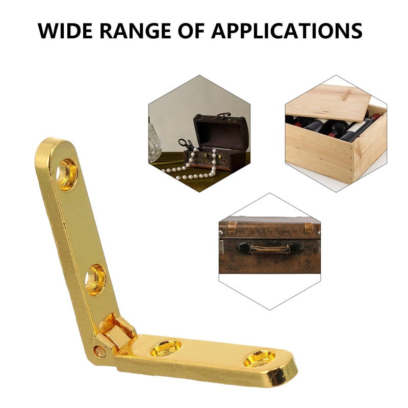 Zinc Alloy 90 Degree Hinges 10Pcs For Jewelry Box Wooden Chest Cabinet Hardware - Image 5