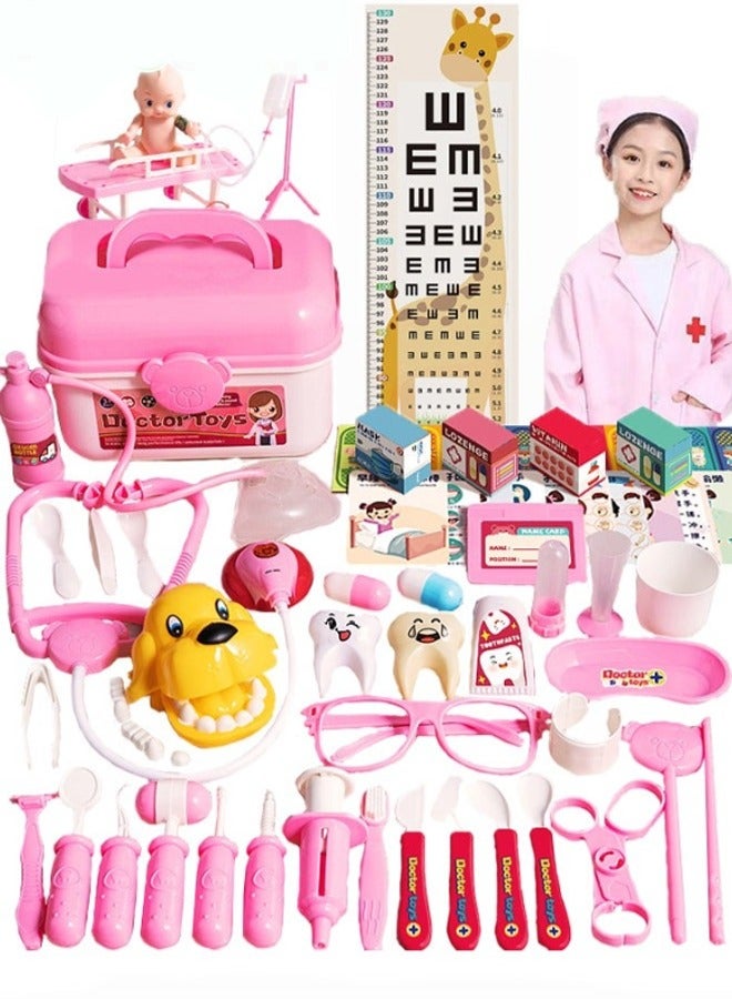 65-Piece Children's Doctor Kit with Functional Stethoscope and Durable Coat Carry Case Educational Pretend Play Medical Set for Boys and Girls Age 3 and Up - Image 1