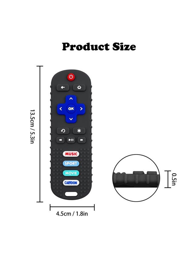 SOLIFEGOBLE 2-Pack Baby Remote Control Teether Toy for Babies 0-18 Months Silicone Infant Teething Toys Boys Girls Infants Teething Toys (Black + Gray) - Image 3