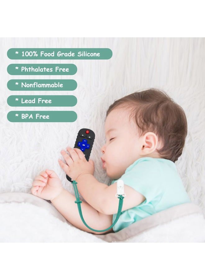 SOLIFEGOBLE 2-Pack Baby Remote Control Teether Toy for Babies 0-18 Months Silicone Infant Teething Toys Boys Girls Infants Teething Toys (Black + Gray) - Image 4