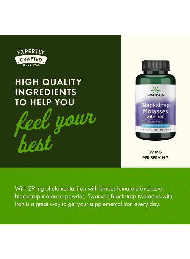 SWANSON Blackstrap Molasses W/Iron 29Mg 120 Capsules - Image 5
