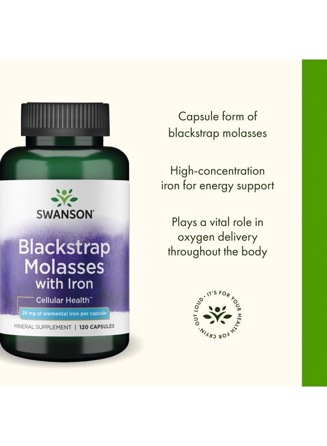 SWANSON Blackstrap Molasses W/Iron 29Mg 120 Capsules - Image 4