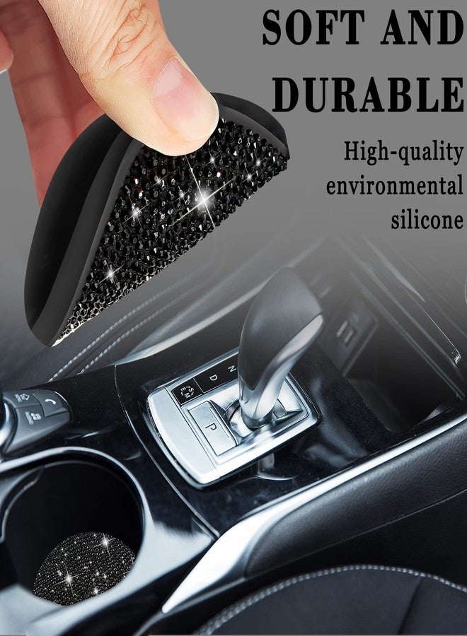 Dermasy Car Coasters for Cup Holder,Dermasy 2 Pack Cute Bling Car Cup Holder Coaster with Rhinestone for Women and Girl 2022 Universal Anti Slip Silicone Automotive Interior Accessories Set (All Black) - Image 2