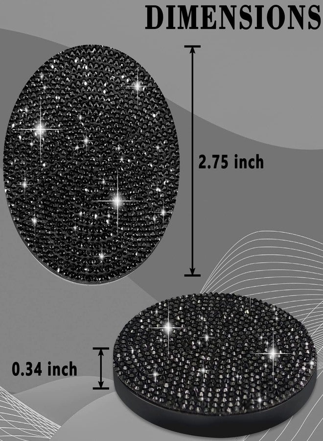 Dermasy Car Coasters for Cup Holder,Dermasy 2 Pack Cute Bling Car Cup Holder Coaster with Rhinestone for Women and Girl 2022 Universal Anti Slip Silicone Automotive Interior Accessories Set (All Black) - Image 5