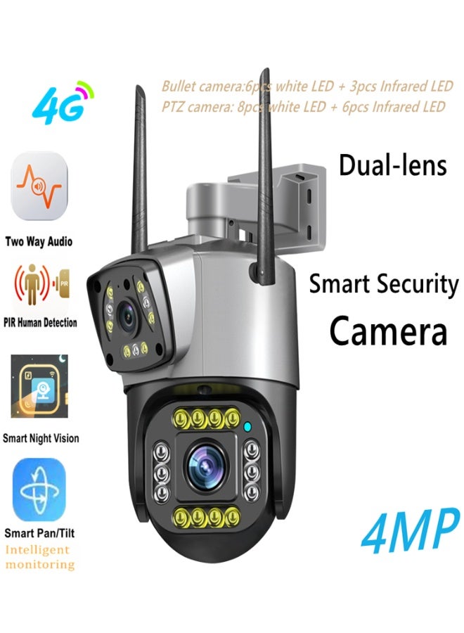 Generic Outdoor Intelligent 4G Dual Lens Security Camera, Full-color Night Vision, Mobile Phone Remote Monitoring, Two-way Audio,IP66 - Image 1