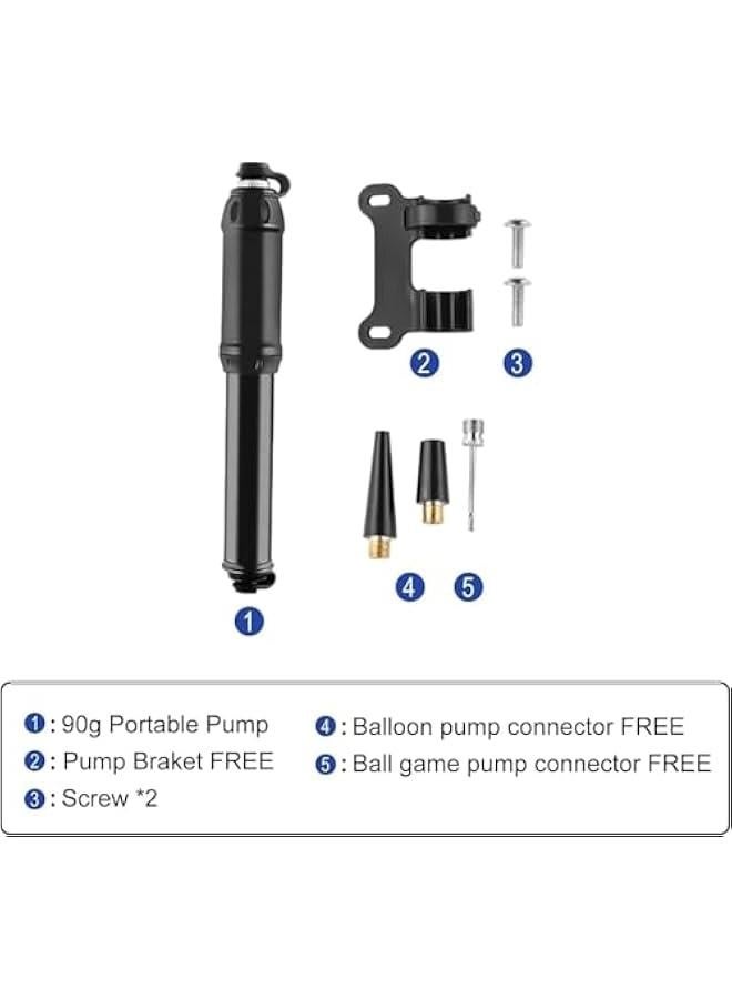 HOOKOR Bike Pump with Presta & Schrader Valves, Handheld Portable Bike Pump, 80 PSI / 100 PSI Bicycle Pump for Electric Bike Tire Mini Pump, Universal Small High Pressure Ball Needle Accessories. - Image 2
