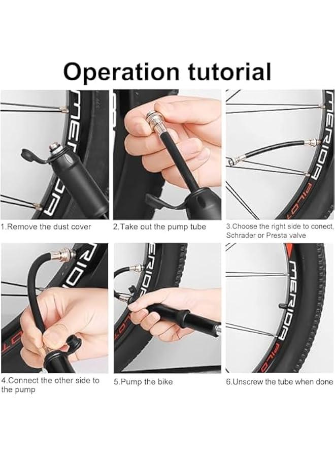 HOOKOR Bike Pump with Presta & Schrader Valves, Handheld Portable Bike Pump, 80 PSI / 100 PSI Bicycle Pump for Electric Bike Tire Mini Pump, Universal Small High Pressure Ball Needle Accessories. - Image 5