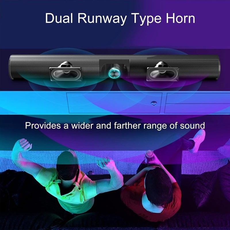 Bluetooth Sound Bar for TV, Bluetooth 5.3 Sound Bar Speaker with Immersive Sound Experience, RGB Ambient Light, Versatile Sound Modes with Wide Compatibility for Home Theater TV PC - Image 3