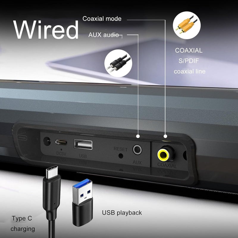 Bluetooth Sound Bar for TV, Bluetooth 5.3 Sound Bar Speaker with Immersive Sound Experience, RGB Ambient Light, Versatile Sound Modes with Wide Compatibility for Home Theater TV PC - Image 4