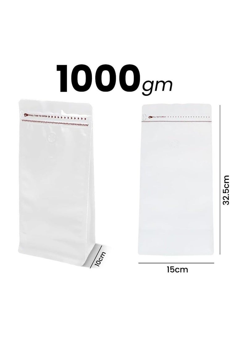 إس إن إتش باكينج أكياس SNH Packing البيضاء القابلة لإعادة الاستخدام بسعة 1000 ملجم مع صمام، أكياس بسحاب مقاومة للرطوبة، وأكياس تفريغ الهواء لتخزين الطعام، حبوب القهوة، المجوهرات، والتغليف، أكياس بسحاب قابلة لإعادة الإغلاق - Image 3