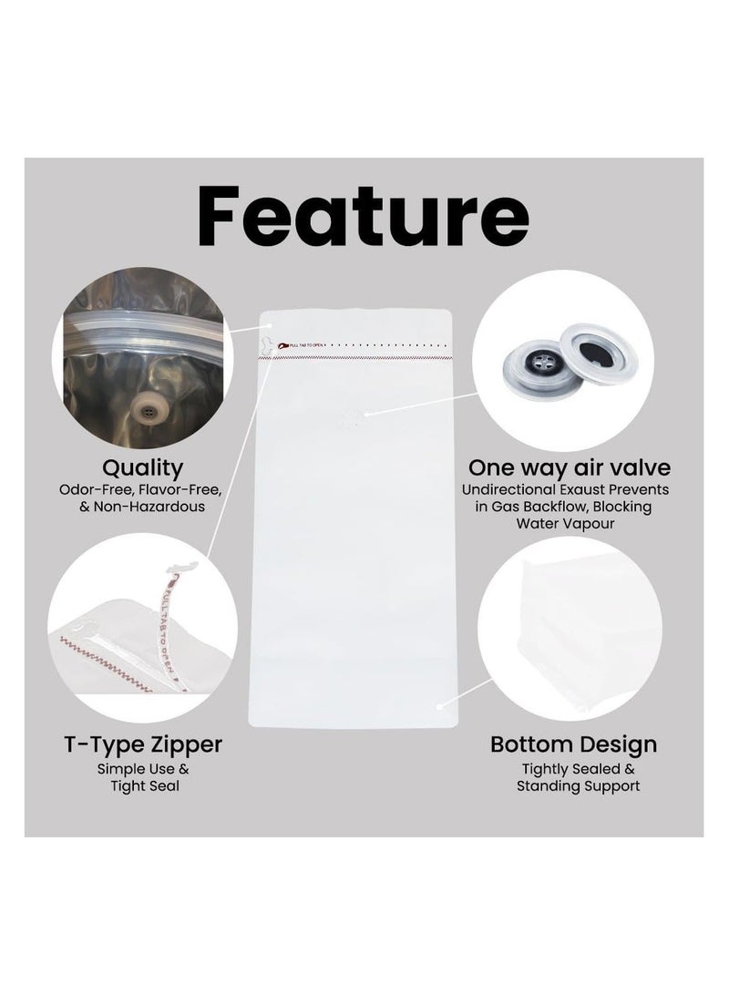 إس إن إتش باكينج أكياس SNH Packing البيضاء القابلة لإعادة الاستخدام بسعة 1000 ملجم مع صمام، أكياس بسحاب مقاومة للرطوبة، وأكياس تفريغ الهواء لتخزين الطعام، حبوب القهوة، المجوهرات، والتغليف، أكياس بسحاب قابلة لإعادة الإغلاق - Image 5