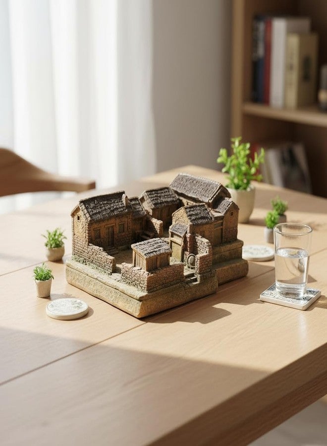 ROYAL FOUNTAIN Miniature Village Model, Resin Courtyard Diorama, Traditional Chinese Architecture, 16 x 11.7 x 6.5 cm - Image 1