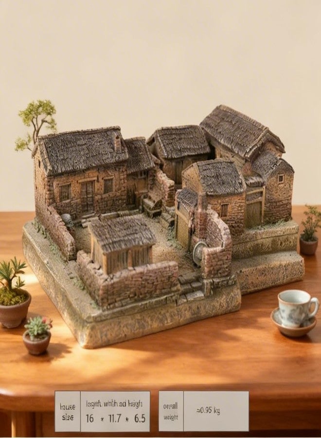 ROYAL FOUNTAIN Miniature Village Model, Resin Courtyard Diorama, Traditional Chinese Architecture, 16 x 11.7 x 6.5 cm - Image 4