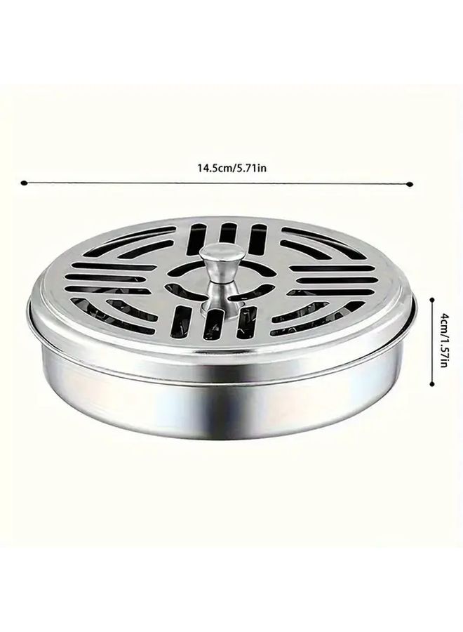 Silvery Fire Resistant And Heat Resistant Ashtray For Mosquito Coils Covered Tray Outdoor Use Home Incense Burning 1pc - Image 3