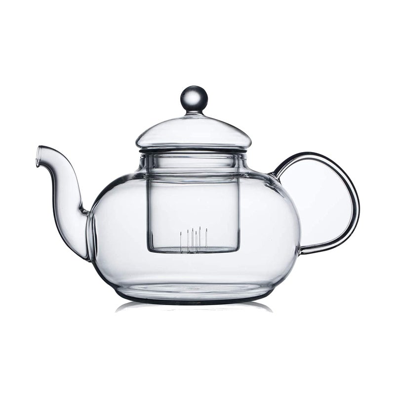 CNGLASS Glass Teapot Stovetop Safe,Clear Teapot with Removable Infuser 20.3 oz,Loose Leaf and Blooming Tea Maker - Image 1