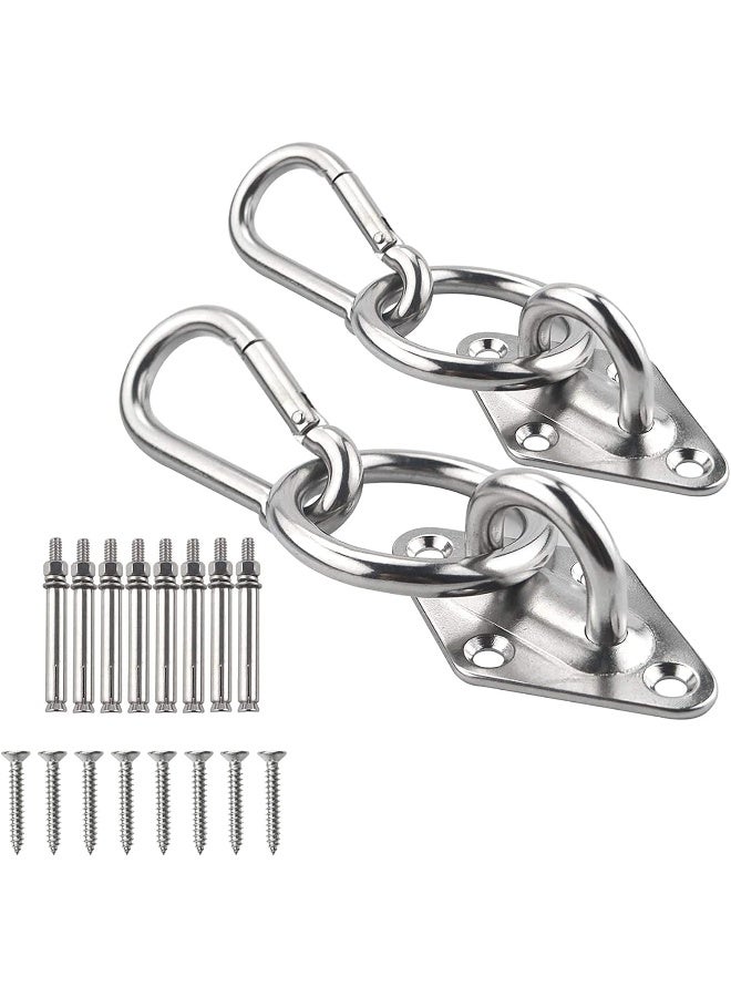 Hammock Hanging Kit, 2 Pack Stainless Steel Suspension Ceiling Hooks Heavy Duty with Snap Hooks, Screws Bolts, Hammock Hooks with O-Ring for Indoor Outdoor Swing Chair, Yoga, Wall Anchor Hammock  - Image 1