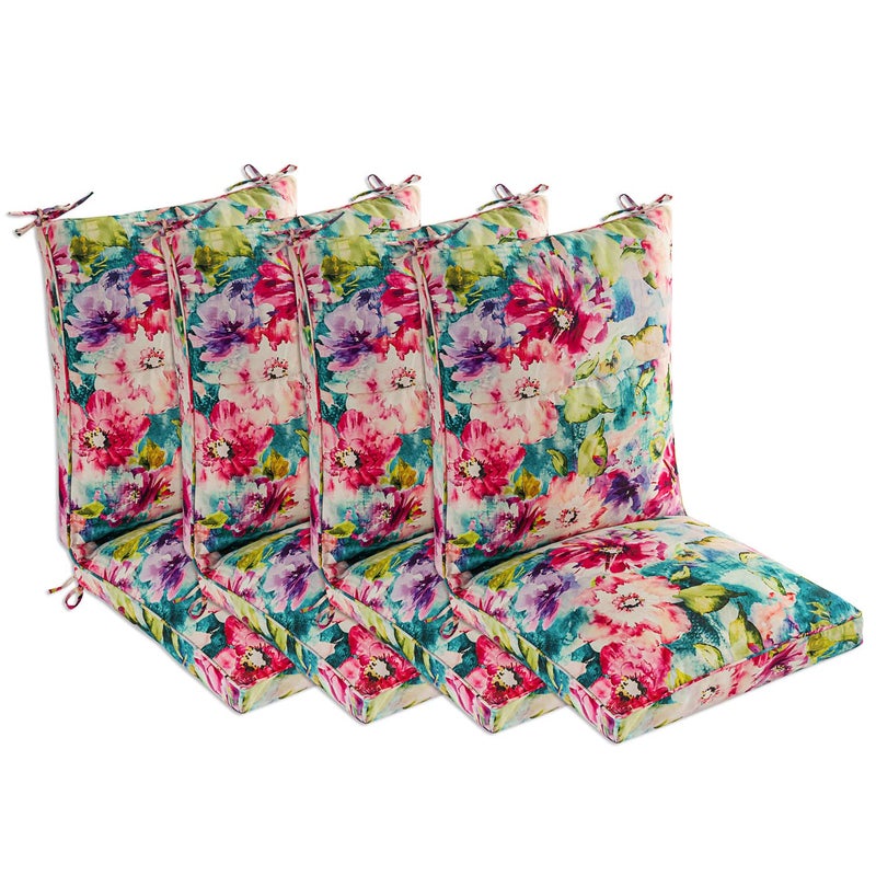 Makimoo Set of 4 Outdoor Dining Chair Cushions, Comfort Patio Seating Cushions, 44 x21x4.5 inch, Single Welt and Zipper, Watercolor Flowers - Image 1