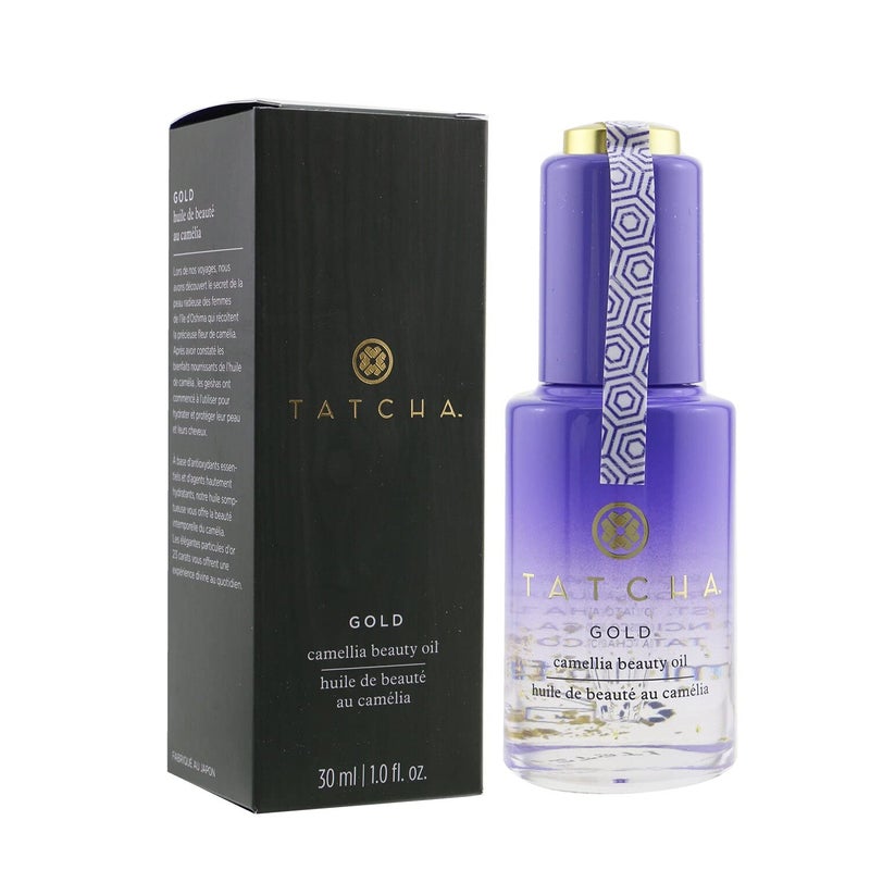 TATCHA Gold Camellia Beauty Oil | Moisturizing Face, Body, and Hair Oil Infused with 23-karat Gold flakes | 30 ml / 1 oz - Image 2