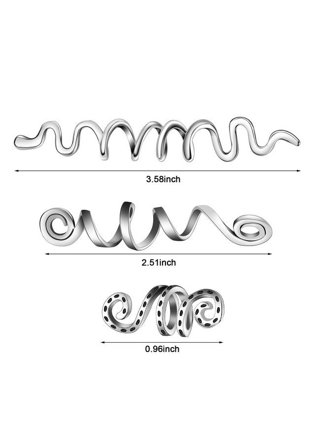 Jutom 12 Pcs Braid Hair Accessories Celtic Hair Jewelry Alloy Dreadlock Accessories Loc Jewelry Hair Braid Coil Jewel Hair Cuffs Snake Hair Clips For Women And Girls (Silver Vintage Style) - Image 3