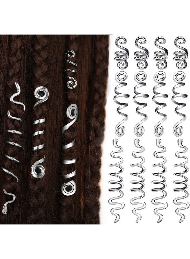 Jutom 12 Pcs Braid Hair Accessories Celtic Hair Jewelry Alloy Dreadlock Accessories Loc Jewelry Hair Braid Coil Jewel Hair Cuffs Snake Hair Clips For Women And Girls (Silver Vintage Style) - Image 2
