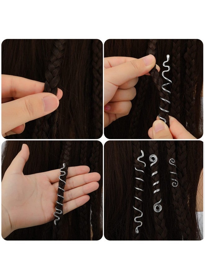 Jutom 12 Pcs Braid Hair Accessories Celtic Hair Jewelry Alloy Dreadlock Accessories Loc Jewelry Hair Braid Coil Jewel Hair Cuffs Snake Hair Clips For Women And Girls (Silver Vintage Style) - Image 4