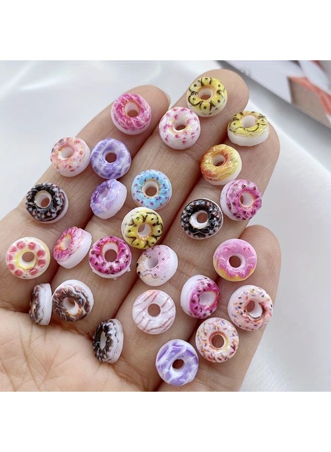 50pcs Mixed Color Mini Donut Charms 8mm Resin Flatback Embellishments For Crafts Nail Art - Image 2