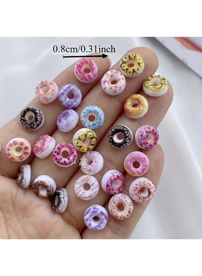 50pcs Mixed Color Mini Donut Charms 8mm Resin Flatback Embellishments For Crafts Nail Art - Image 4