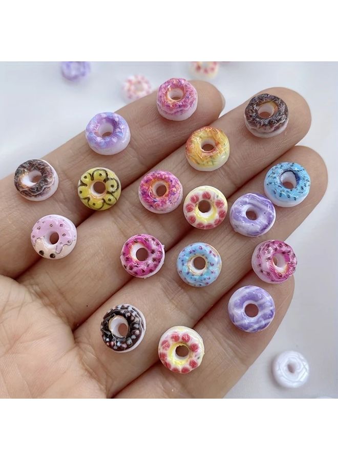 50pcs Mixed Color Mini Donut Charms 8mm Resin Flatback Embellishments For Crafts Nail Art - Image 3