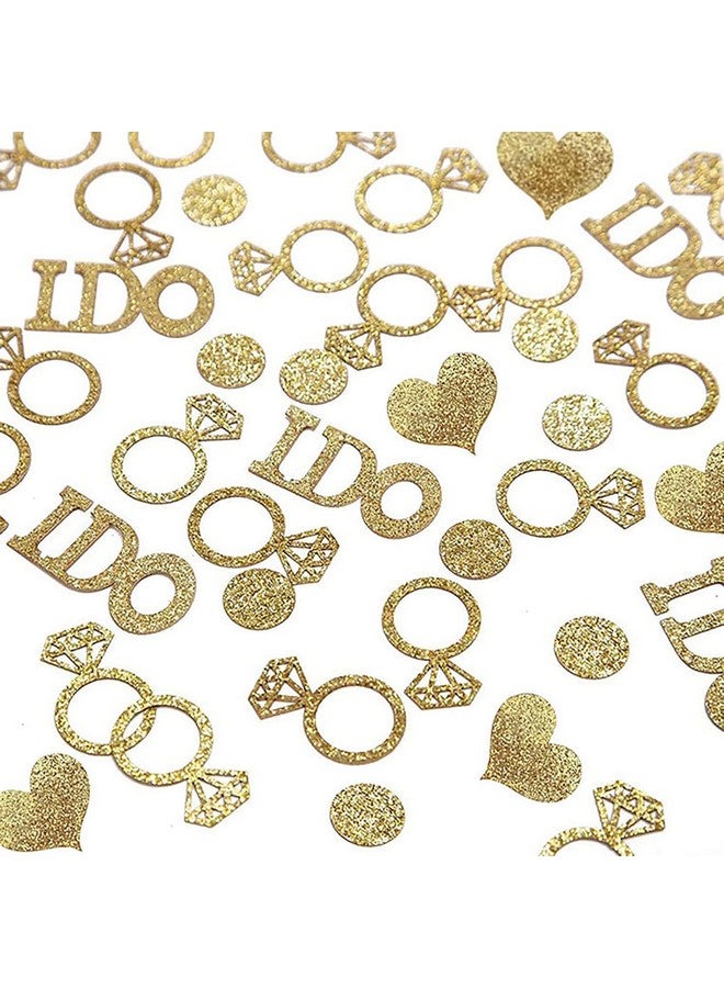 دلفينش زينة طاولة الزفاف الذهبية، زينة حفلات الزفاف، زينة طاولة حفلات الخطوبة، خاتم ألماس لامع، 100 قطعة - Image 1