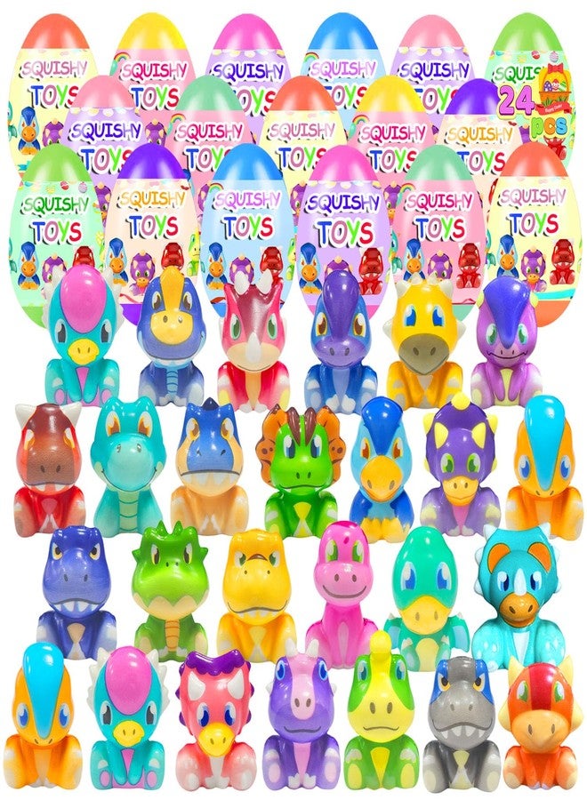 Holydeck 24 Pack Prefilled Easter Eggs with Dinosour Squishy Toys Inside Squeeze Toys for Kids Girls Boys Easter Basket Stuffers Egg Fillers Classroom Prizes Party Favors - Image 1