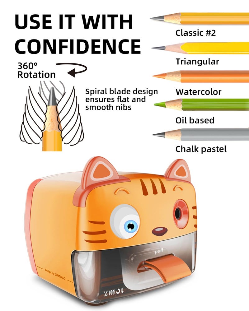 ZMOL Heavy Duty Electric Pencil Sharpener for Classroom,Cute Pencil Sharpener Plug in for Kids,Auto-Stop Pencil Sharpeners Plug in for No.2 / Colored Pencil - Image 2