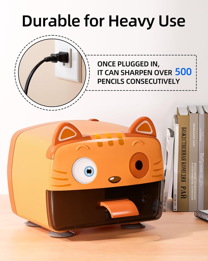 ZMOL Heavy Duty Electric Pencil Sharpener for Classroom,Cute Pencil Sharpener Plug in for Kids,Auto-Stop Pencil Sharpeners Plug in for No.2 / Colored Pencil - Image 4