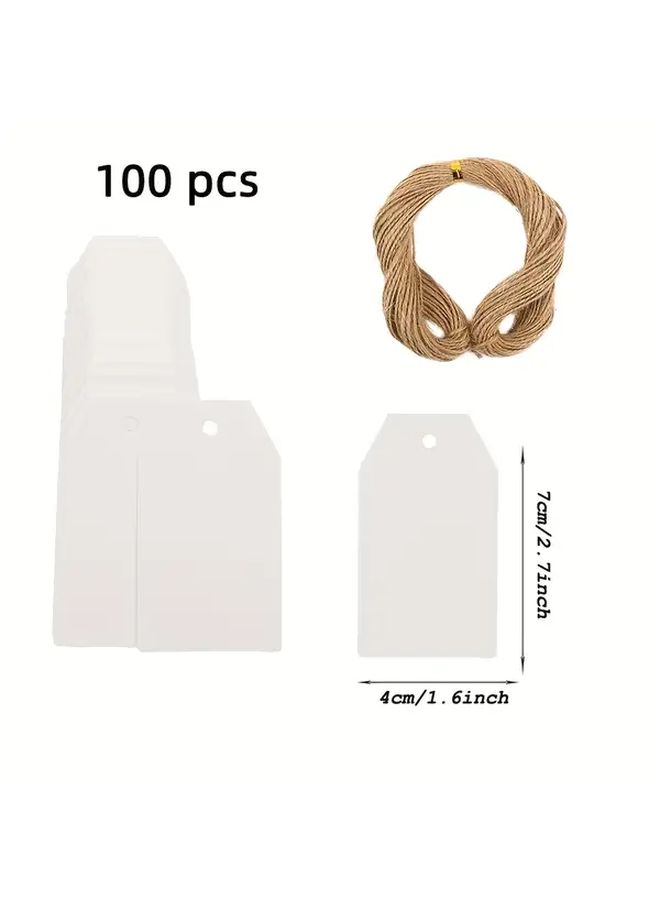 100Pcs Kraft Paper Blank Hang Tags With 20m Twine 3 Styles 58C - Image 2
