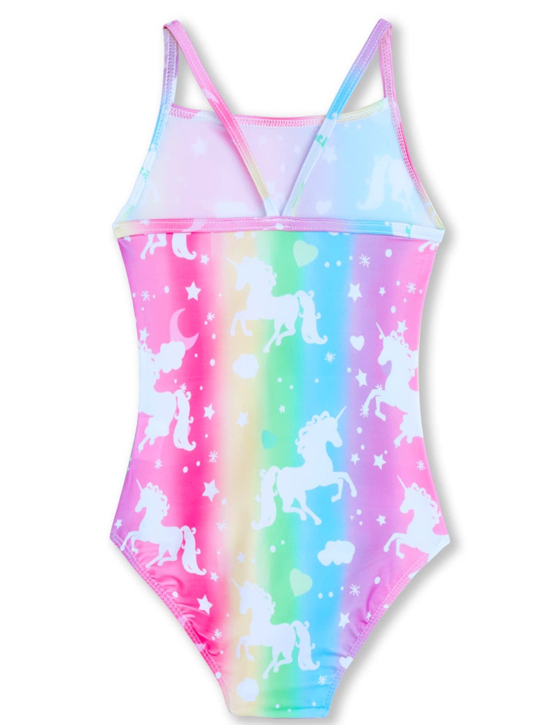 Nokecina Girls Swimsuits Size 4t 5t One Piece Multicolor Unicorn Sleeveless Bathing Suit for Little Kids - Image 2