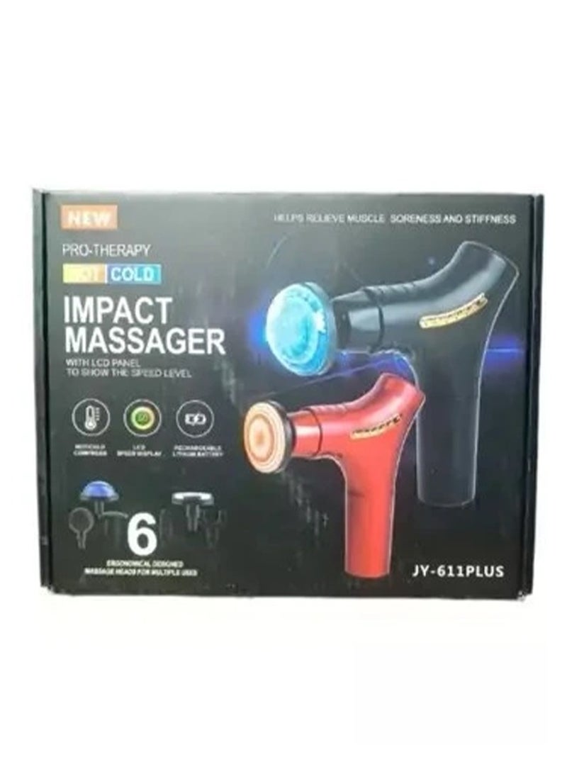 Massage Gun 6 in 1 , HS-520 Massage Gun with 6 Heads ergonomically Designed massage head for multiple uses , Professional 20W Power with , Deep Massage for Muscle Relaxation - Grey - Image 2