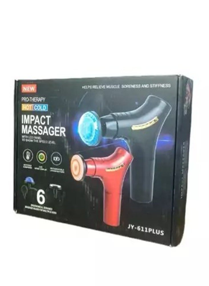 Massage Gun 6 in 1 , HS-520 Massage Gun with 6 Heads ergonomically Designed massage head for multiple uses , Professional 20W Power with , Deep Massage for Muscle Relaxation - Grey - Image 3