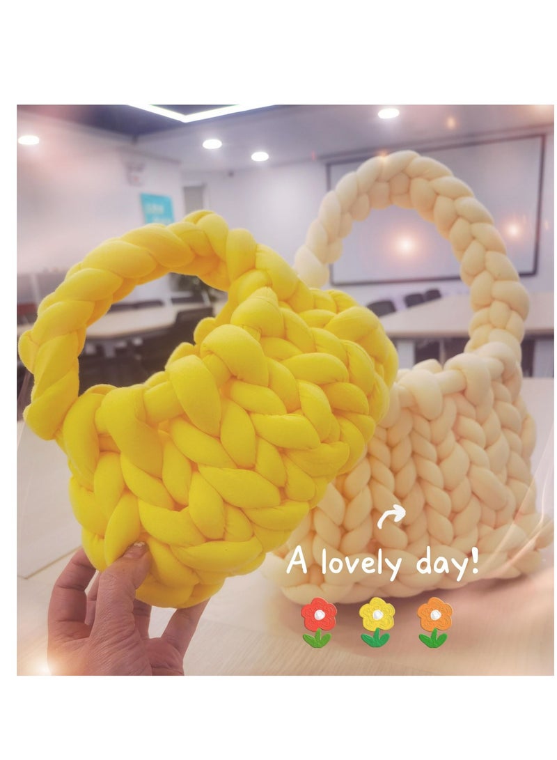 SYOSI Arm Knitting Yarn for Chunky Braided Knot Throw Blanket DIY Soft Extra Cotton Washable, Bulky Giant Yarn for Weave Craft Crochet Sofa Blanket Pillow Pet Bed 3CM W / 36Feet L, 1.1LB - Image 5