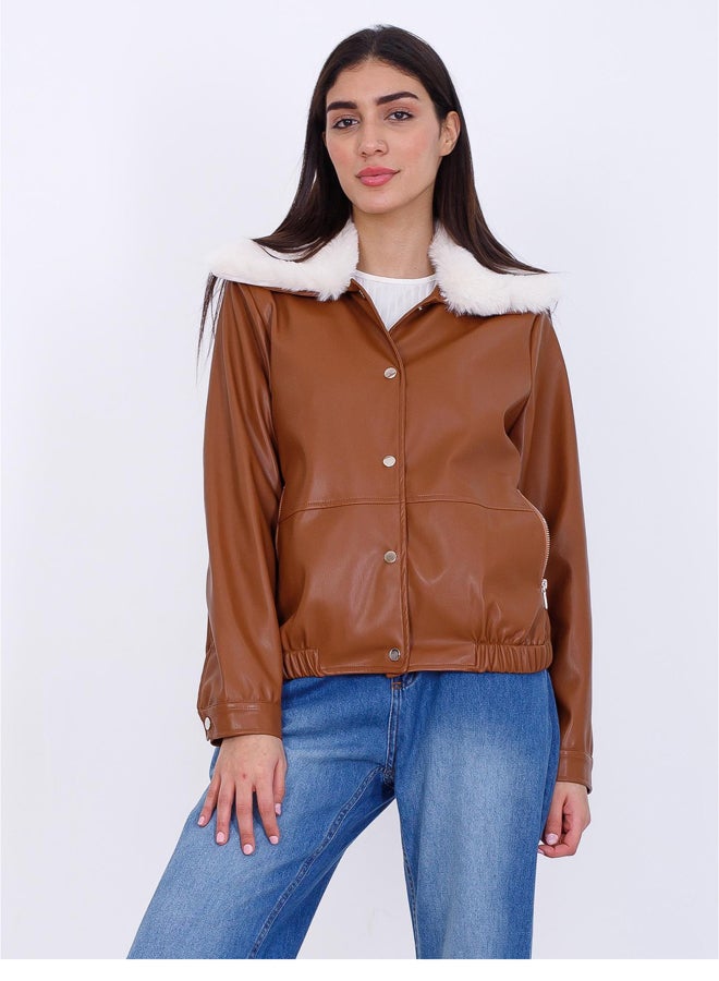 Miss Venus Leather Jacket with Fur - Image 1
