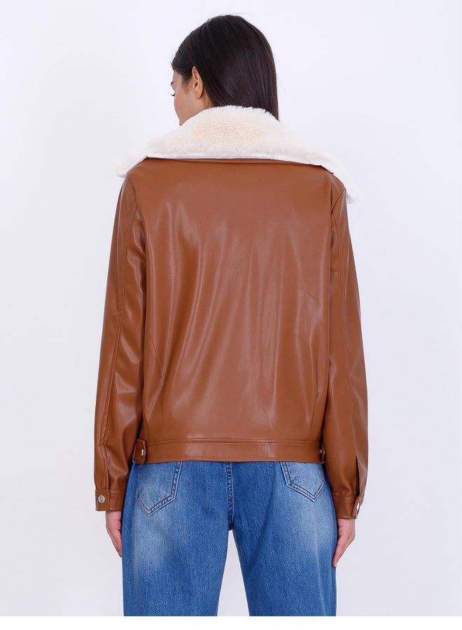 Miss Venus Leather Jacket with Fur - Image 4