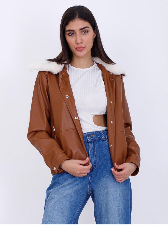 Miss Venus Leather Jacket with Fur - Image 2