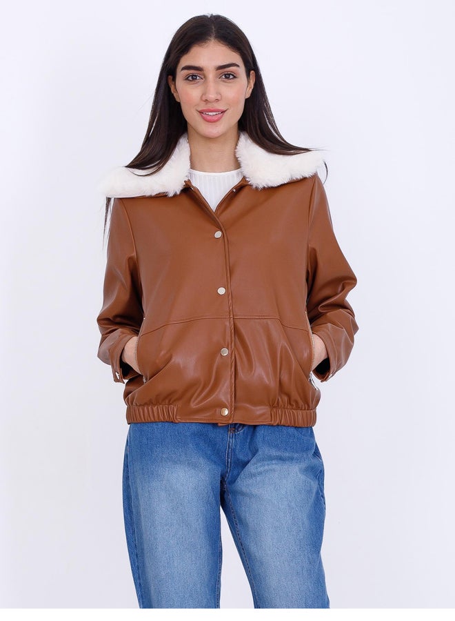 Miss Venus Leather Jacket with Fur - Image 3