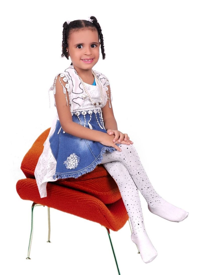 كولون بناتي صوف قطن ليكرا ابيض