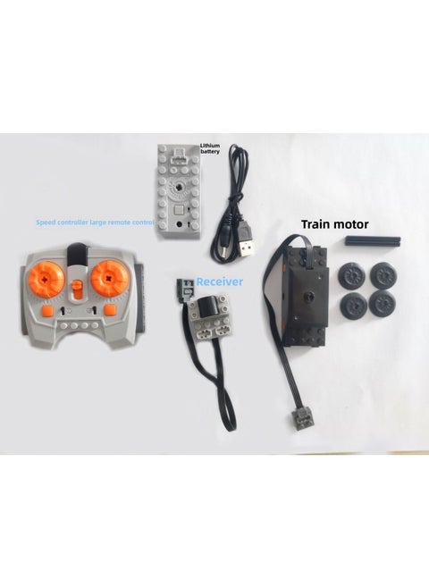 Compatible With Lego Power MOC Building Block Toy PF Train Motor Track Pulley Bottom Plate Accessories Lithium Battery Suit-Color:Train Motor Suit Plus Lithium Battery Box