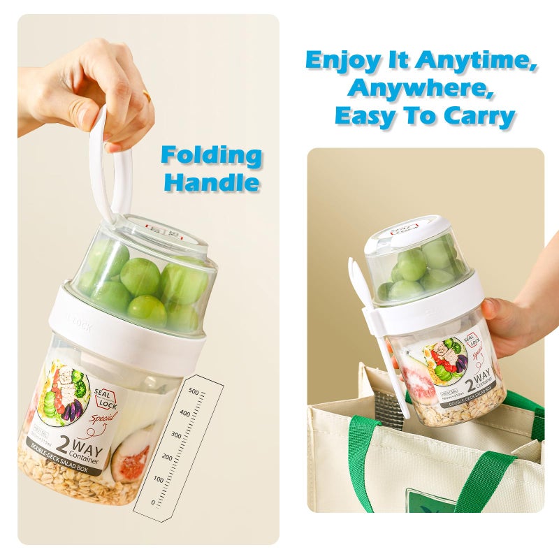 Daasigwaa Breakfast On The Go Cups, Salad Cup To Go, Take And Go Yogurt Cereal Overnight Oats Snack Parfait Containers & Salad Dressing Holder With Fork For Lunch, Fruit & Vegetable Jar(Pink,29.5oz) - Image 3