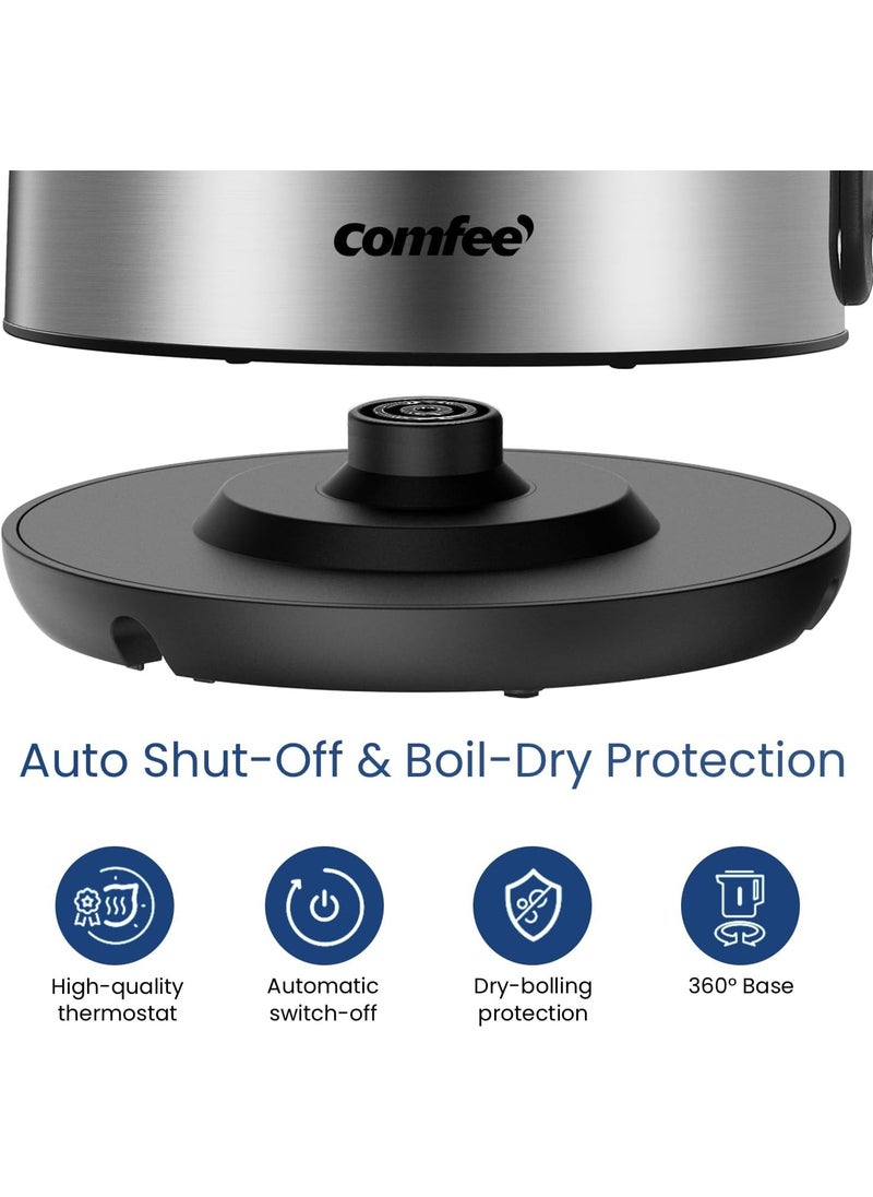 Comfee' Stainless Steel Electric Kettle, Hot Water Tea Kettle 2200W 1.7L Capacity, Fast Boil with LED Light, Auto Shut-Off and Boil-Dry Protection  - Image 2