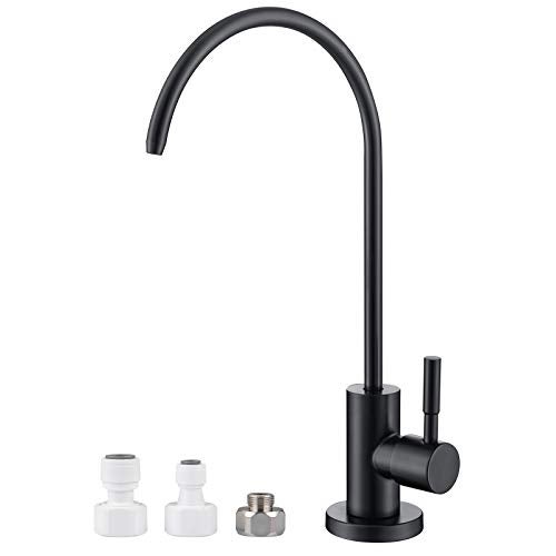 MIAOHUI Reverse Osmosis Faucet, Drinking Water Tap Fits Non-Air Gap Filtration Systems, Modern RO Kitchen Filtered Water Faucet, Lead-Free, Stainless Steel (Black) - Image 1