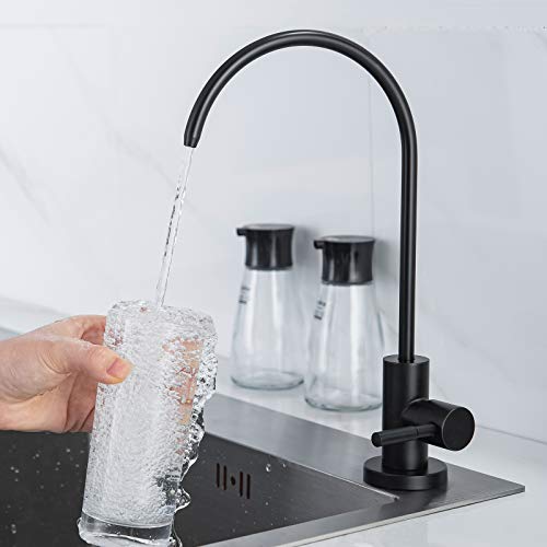 MIAOHUI Reverse Osmosis Faucet, Drinking Water Tap Fits Non-Air Gap Filtration Systems, Modern RO Kitchen Filtered Water Faucet, Lead-Free, Stainless Steel (Black) - Image 4