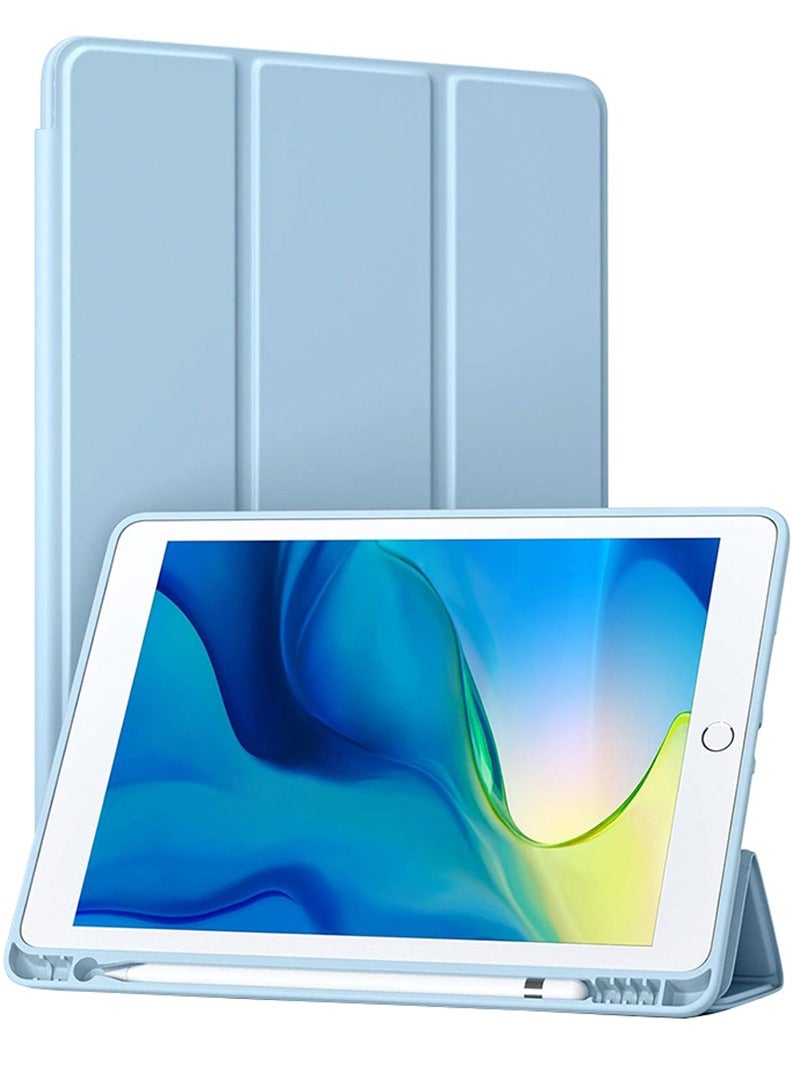Theodor Case Compatible with iPad 10.2 Inch 2021/2020/2019, for iPad 9th/8th/7th Generation Smart Case with Pencil Holder, Protective Case with Soft TPU Back, Auto Sleep/Wake Cover, Sky Blue - Image 1