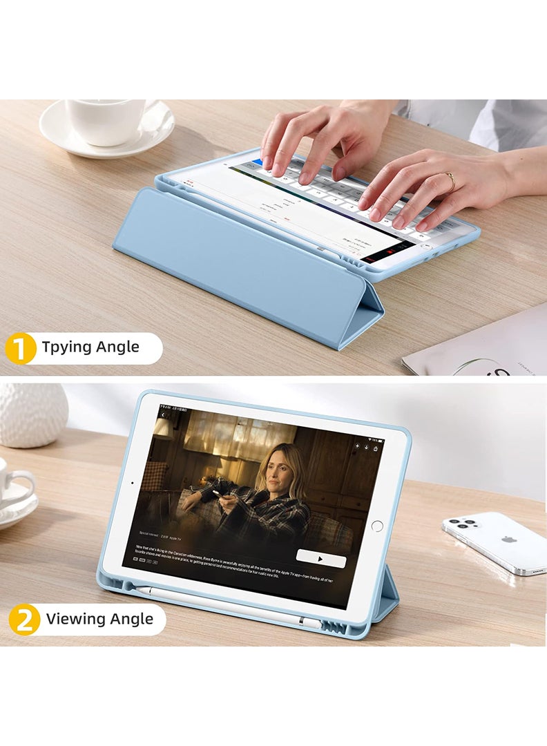 Theodor Case Compatible with iPad 10.2 Inch 2021/2020/2019, for iPad 9th/8th/7th Generation Smart Case with Pencil Holder, Protective Case with Soft TPU Back, Auto Sleep/Wake Cover, Sky Blue - Image 5