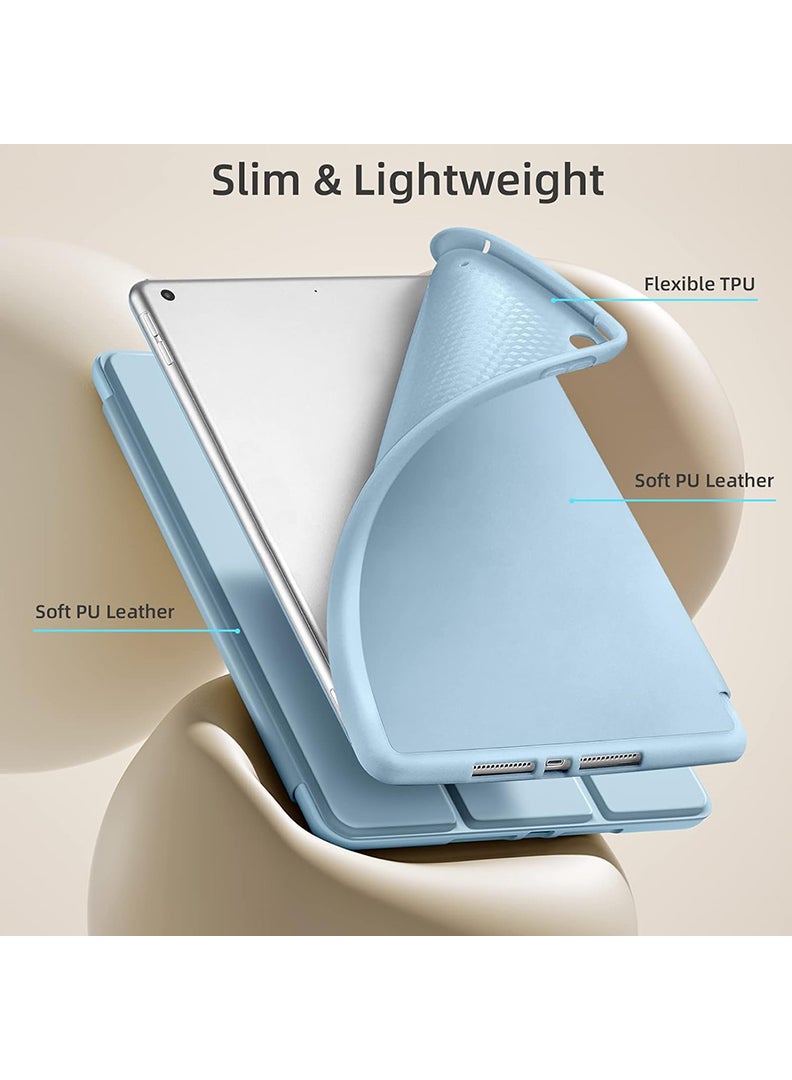Theodor Case Compatible with iPad 10.2 Inch 2021/2020/2019, for iPad 9th/8th/7th Generation Smart Case with Pencil Holder, Protective Case with Soft TPU Back, Auto Sleep/Wake Cover, Sky Blue - Image 4